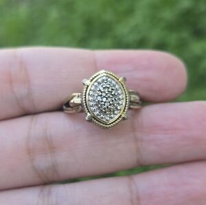 Gold Plated over Sterling Silver With Mocha Diamonds Ring 💍✨ Size 7 OOAK GUC
